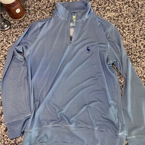 Light Blue Striped Quarter-Zip Pullover